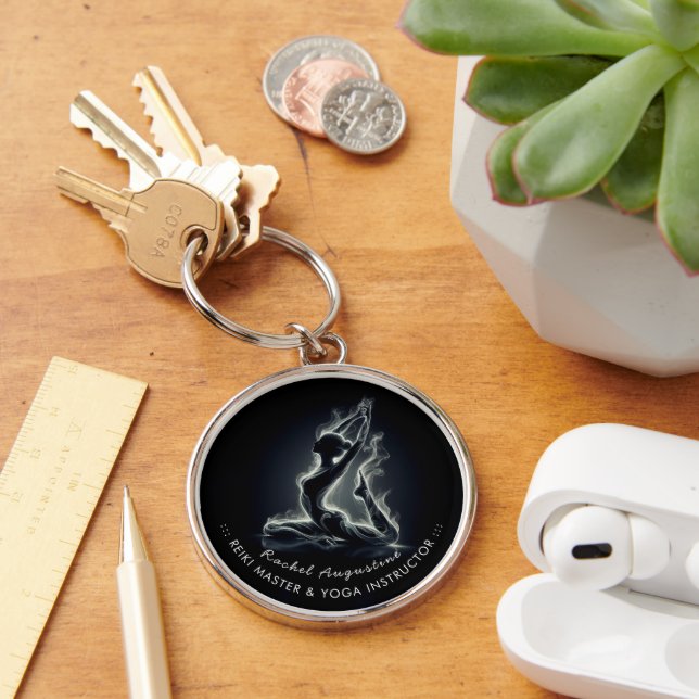 Yoga Reiki Instructor One-Legged King Pigeon Pose Key Ring (Desk)