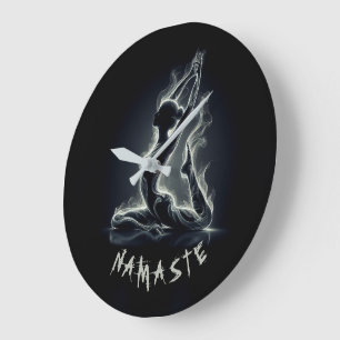 Yoga Reiki Instructor One-Legged King Pigeon Pose Large Clock