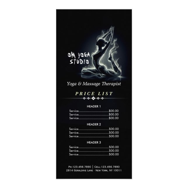 Yoga Reiki Instructor One-Legged King Pigeon Pose Rack Card (Front)