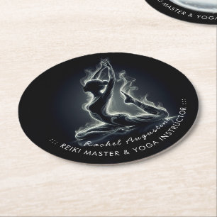 Yoga Reiki Instructor One-Legged King Pigeon Pose Round Paper Coaster