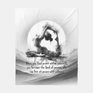Yoga Reiki One-Legged King Pigeon Pose Watercolor Fleece Blanket