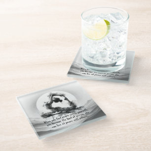 Yoga Reiki One-Legged King Pigeon Pose Watercolor Glass Coaster