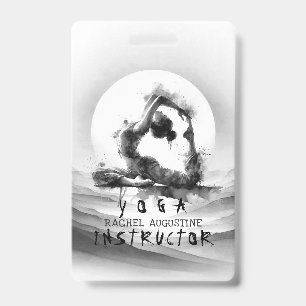 Yoga Reiki One-Legged King Pigeon Pose Watercolor ID Badge