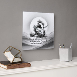 Yoga Reiki One-Legged King Pigeon Pose Watercolor Square Wall Clock