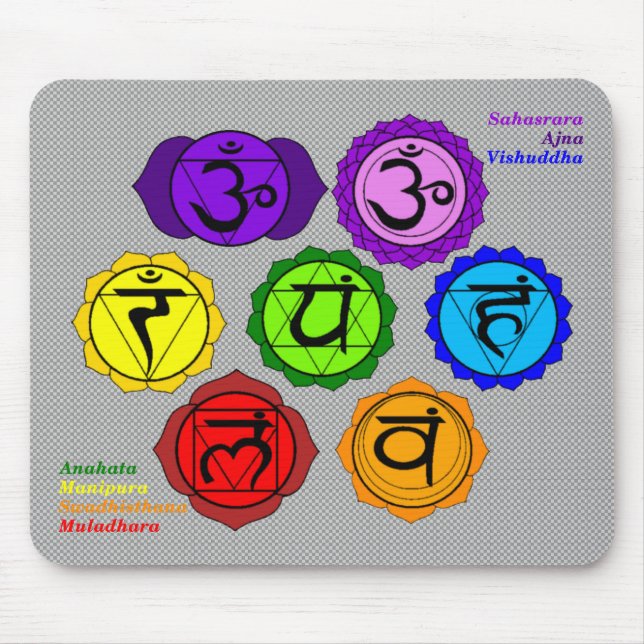 YOGA REIKI SEVEN CHAKRA SYMBOLS MOUSEPAD. MOUSE PAD (Front)