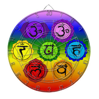 YOGA REIKI SEVEN CHAKRA SYMBOLS RAINBOW DART BOARD