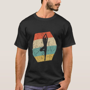Yoga Retro Distressed Hexagon Yoga Pose T-Shirt
