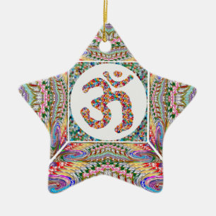 YOGA Room and OM Mantra at Back n Centre Ceramic Tree Decoration