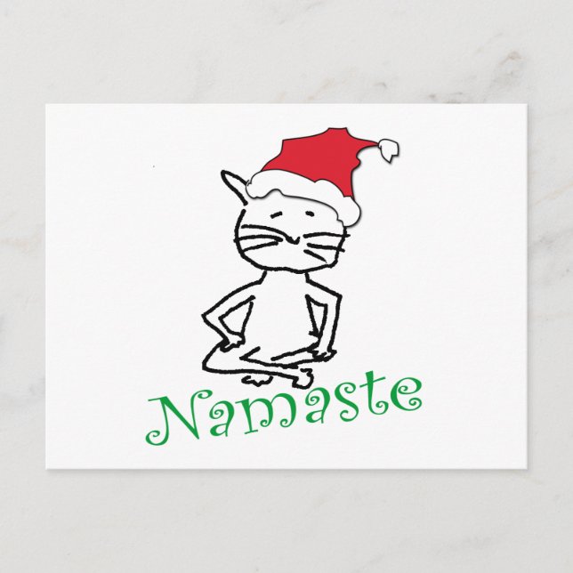 Yoga Santa Cat Gifts Holiday Postcard (Front)