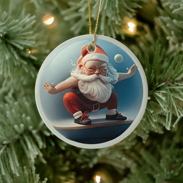 Yoga Santa Ceramic Ornament (Tree)
