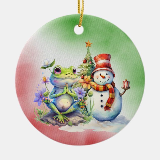 Yoga Santa Favourite  Instructor for Christmas Ceramic Ornament (Front)