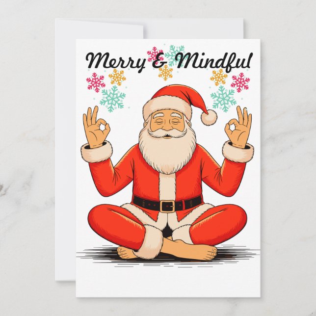 Yoga Santa Flat Holiday Card (Front)