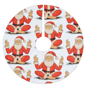 Yoga Santa Namaste Meditation Christmas Holiday Brushed Polyester Tree Skirt
