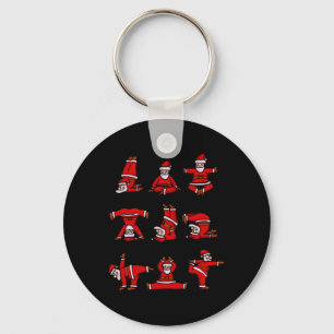 Yoga Santa Women Men Kids Funny Christmas Key Ring