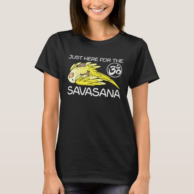 Yoga Savasana Parrot Yellow Lutino Monk Parakeet Q T-Shirt (Front)