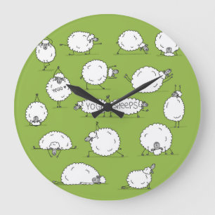 Yoga Sheep: Whimsical Sketch Fun. Large Clock