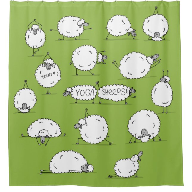 Yoga Sheep: Whimsical Sketch Fun. Shower Curtain (Front)