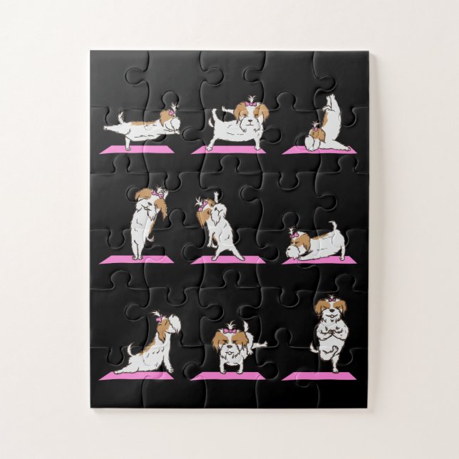 Yoga Shih Tzu Dog Funny Jig Saw Puzzle (Vertical)