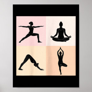 Yoga Silhouette Design, Pop Art 4 Quadrants Poster