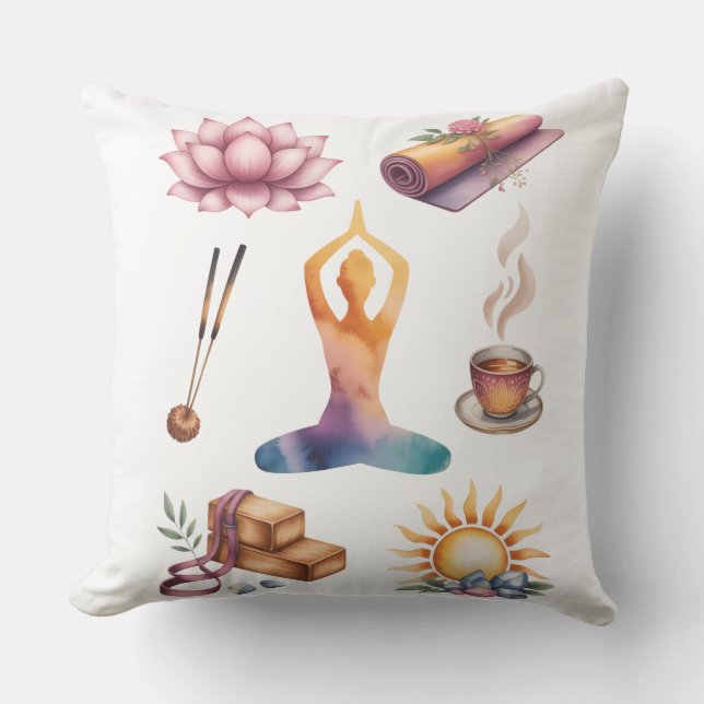Yoga silhouette mindful living inspired  cushion (Front)