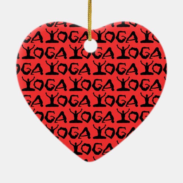 Yoga Silhouettes Ceramic Ornament (Back)