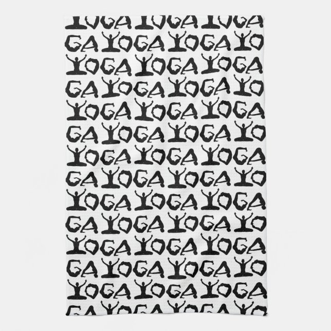 Yoga Silhouettes Tea Towel (Vertical)