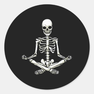 Yoga Skeleton Classic Round Sticker