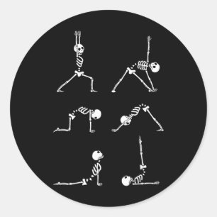 Yoga Skeleton Shirt Funny Halloween Exercise Costu Classic Round Sticker
