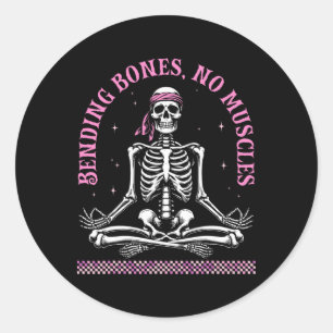 Yoga Skeletons Namaste Funny Meditation Halloween Classic Round Sticker