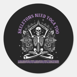 Yoga Skeletons Namaste Funny Meditation Halloween Classic Round Sticker