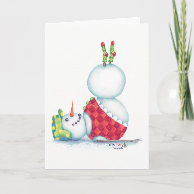 yoga snowman christmas card/ scandinavian flair holiday card (Front)