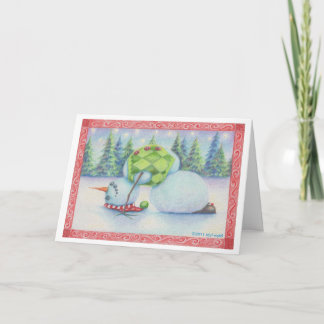 Yoga snowman christmas card/ scandinavian flair holiday card