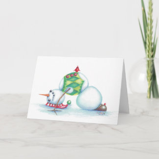 yoga snowman christmas card/ scandinavian flair holiday card