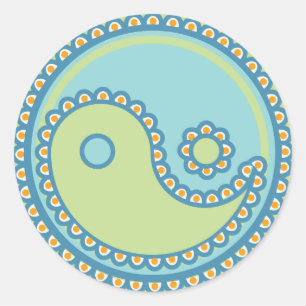 Yoga Speak Baby : Paisley Yin-Yang Symbol Classic Round Sticker