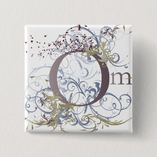 Yoga Speak : Swirling Om Design 15 Cm Square Badge