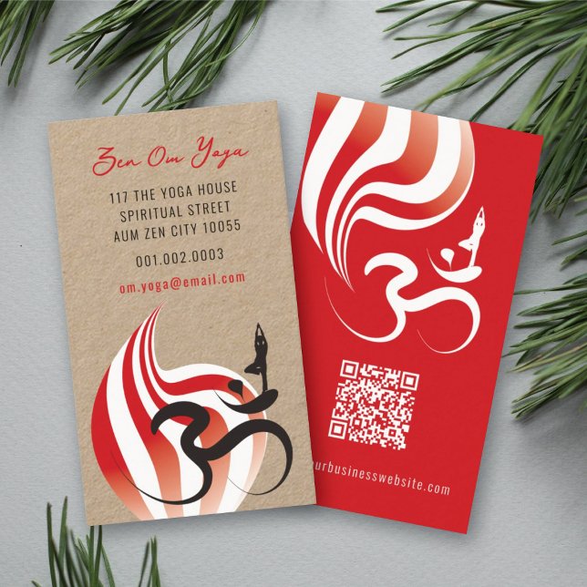 Yoga Spiritual Flame Om Ohm Logo Calligraphy Zen Business Card (Simple Minimalist Zen Spiritual Holistic Yoga Om/Aum Calligraphy Symbol Business Card @ fatfatin)