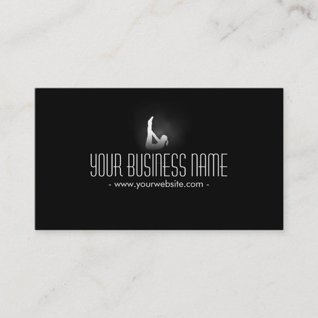Yoga Stick Pose Dark Fitness Business Card (Front)