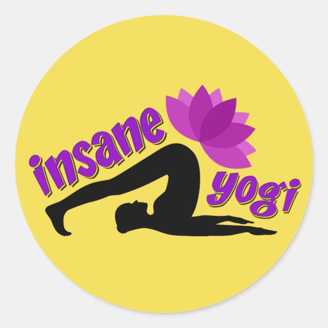 Yoga Sticker with Insane Yogi sign (Front)