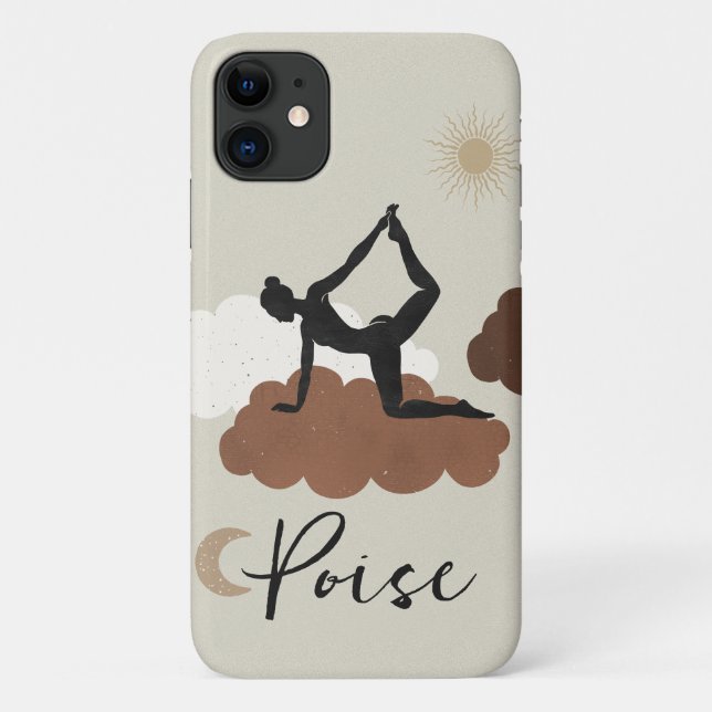 Yoga stretch pose silhouette poise health sun moon Case-Mate iPhone case (Back)