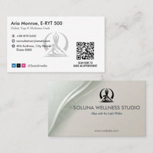 Yoga Studio Business Modern Gray Barcode Business Card