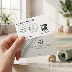 Yoga Studio Business Modern Grey Barcode Card