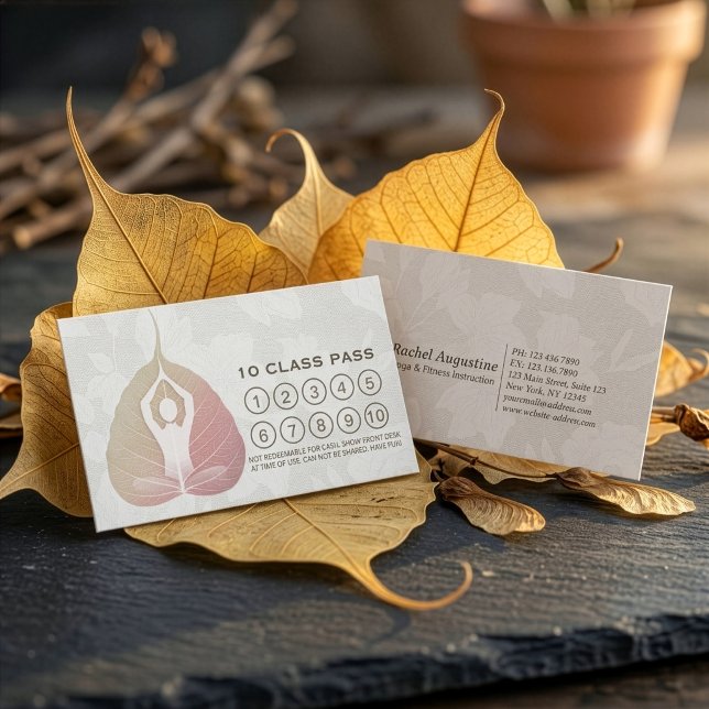 Yoga Studio Class Pass Meditation Pose Bodhi Leaf Loyalty Card (Creator Uploaded)