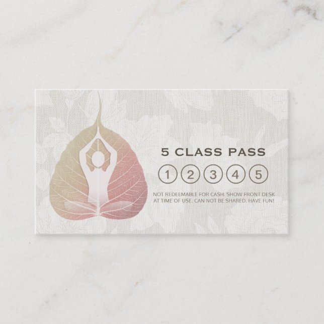 Yoga Studio Class Pass Meditation Pose Bodhi Leaf Loyalty Card (Front)