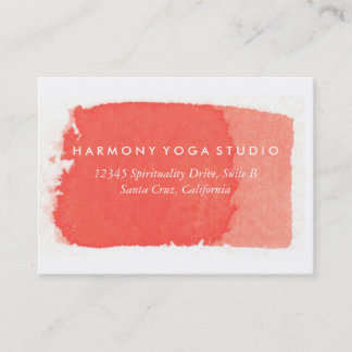 Yoga Studio Coral Brush Stroke Business Card