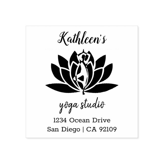 Yoga Studio Custom Name Business Return Address Rubber Stamp (Imprint)