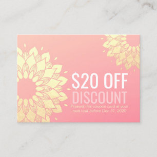 YOGA Studio Discount Coupon Loyalty Gold Mandala