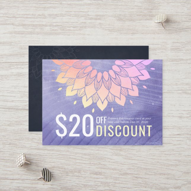 Yoga Studio Gold Mandala Coupon Loyalty (Front/Back In Situ)