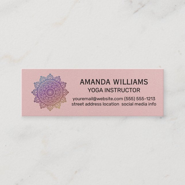 Yoga Studio Icon | Mandala Pattern Mini Business Card (Front)