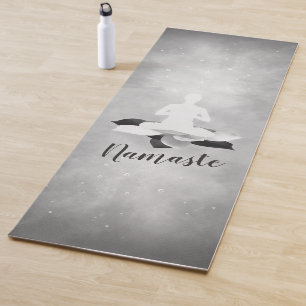Yoga Studio Instructor Meditation Pose B & W Lotus Yoga Mat