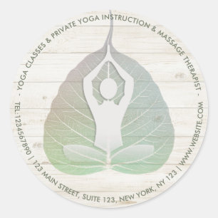Yoga Studio Instructor Meditation Pose Bodhi Leaf Classic Round Sticker